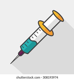 syringe flat icon with long shadow 