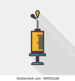 syringe flat icon with long shadow
