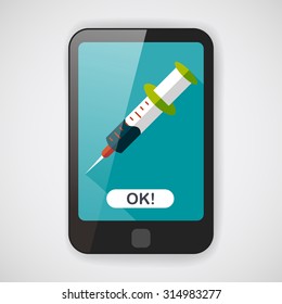 syringe flat icon with long shadow 