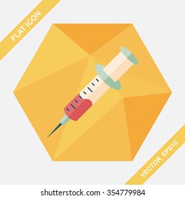 syringe flat icon with long shadow 