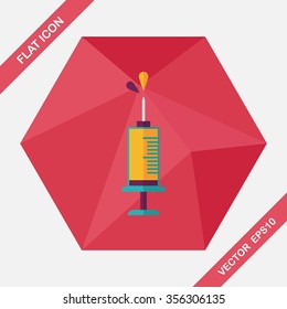 syringe flat icon with long shadow