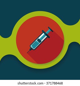 syringe flat icon with long shadow