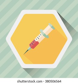syringe flat icon with long shadow 