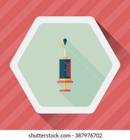 syringe flat icon with long shadow