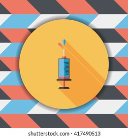 syringe flat icon with long shadow