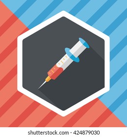 syringe flat icon with long shadow 