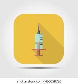 syringe flat icon with long shadow, vector illustration