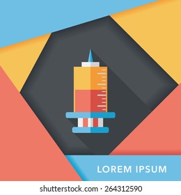 syringe flat icon with long shadow,eps10