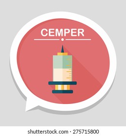 syringe flat icon with long shadow,eps10