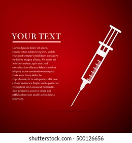 Syringe flat icon on red background. Adobe illustrator