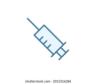Syringe flat icon. Thin line signs for design logo, visit card, etc. Single high-quality outline symbol for web design or mobile app. Medical outline pictogram.