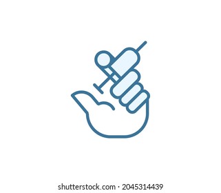 Syringe flat icon. Thin line signs for design logo, visit card, etc. Single high-quality outline symbol for web design or mobile app. Medical outline pictogram.