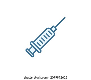 Syringe flat icon. Thin line signs for design logo, visit card, etc. Single high-quality outline symbol for web design or mobile app. Medical outline pictogram.