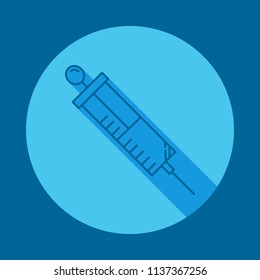 Syringe flat long shadow icon. Element of medicine icon for mobile concept and web apps. Long shadow Syringe icon can used for web and mobile on blue background