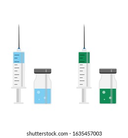 Syringe. Flat style syringe. Vaccination, injection. Vector.