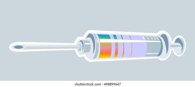 Syringe. Flat style vector illustration. Isolated on gray background. For banner, poster, presentation, icon, promotion and advertising.
