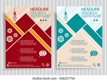 Syringe flat symbol modern flyer, brochure vector template