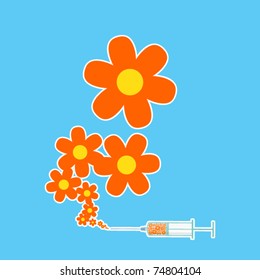 Syringe with flowers. Vector illustration 2