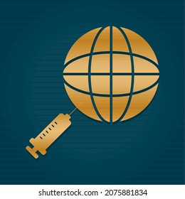 syringe and global sphere illustration