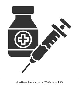 Ilustração do vetor do ícone de glifo da seringa
