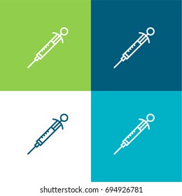 Syringe green and blue material color minimal icon or logo design