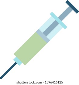 Syringe with green liquid vector flat icon isolated on white