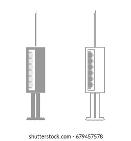 Syringe grey set  icon .