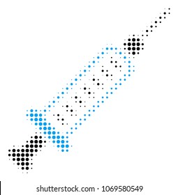 Syringe halftone vector icon. Illustration style is dotted iconic Syringe icon symbol on a white background. Halftone texture is round elements.