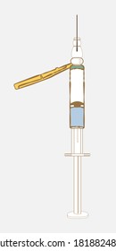 Syringe - hand drawn vector illustration. Isolated object. Flat colors, easy to recolor.