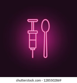 syringe for heroin icon. Elements of Crime Investigation in neon style icons. Simple icon for websites, web design, mobile app, info graphics