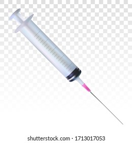 Icono plano de la jeringa/aguja hipodérmica en un fondo transparente