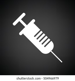 Syringe icon. Black background with white. Vector illustration.