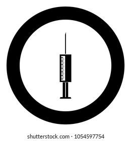 Syringe icon black color in circle