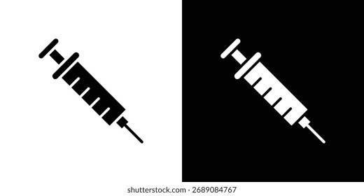 Syringe icon. The black silhouette vector
