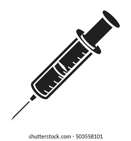 Syringe icon in black style isolated on white background. Medicine and hospital symbol stock vector illustration.