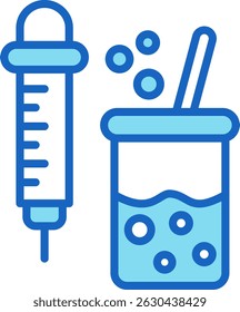 Syringe Icon Blue Vector Illustration