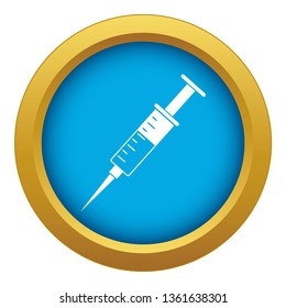 Syringe icon blue vector isolated on white background for any design