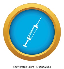 Syringe icon blue vector isolated on white background for any design