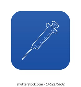 Syringe icon blue vector isolated on white background