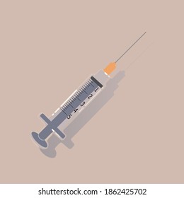 Das Symbol der Spritze. Cartoon, Vektorgrafik einer Spritze einzeln. Medizinisches Konzept, Arzneimittel und Gesundheitskonzept
