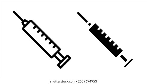 Syringe Icon collection in filled and stroke style.