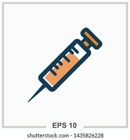 Syringe icon colored isolated vector illustration