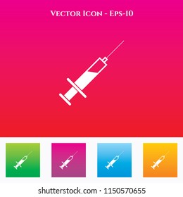 Syringe Icon in Colored Square box. eps-10