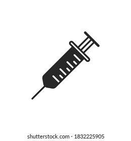 Syringe Icon. Covid-19 Coronavirus Vaccine Syringe Injection Needle. Vector Flat Outline Icon