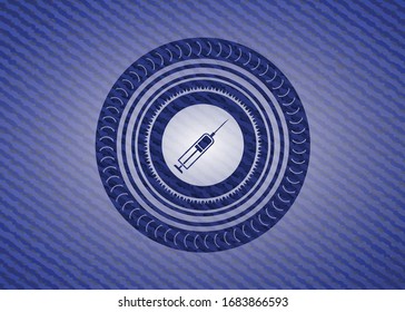 icono de la jeringa con textura de denim