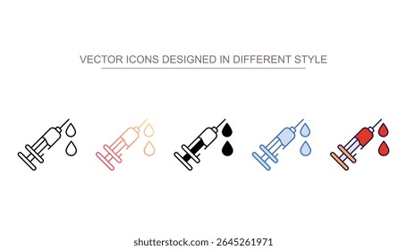 Design de ícone de seringa com fundo branco ilustração de stock