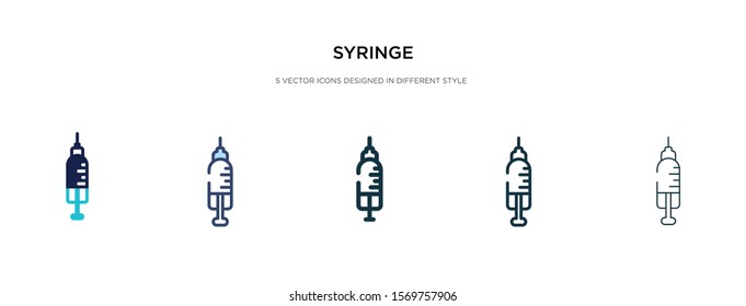 syringe icon in different style vector illustration. two colored and black syringe vector icons designed in filled, outline, line and stroke style can be used for web, mobile, ui