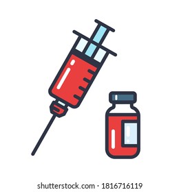Syringe Icon. Doctors often use syringes to prevent and treat malignant diseases.