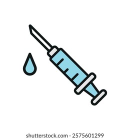 Syringe Icon features a sleek and modern design, perfect for representing healthcare apps, medical supplies, or vaccination campaigns