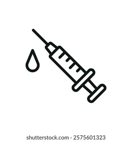 Syringe Icon features a sleek and modern design, perfect for representing healthcare apps, medical supplies, or vaccination campaigns